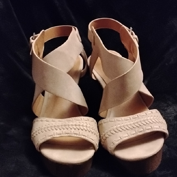 Indigo Beige Strappy Wedge Sandals - Picture 2 of 11